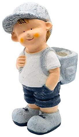 Wichtelstube-Kollektion XXL Gartenfigur Max, Dekofigur für den Garten mit Pflanzgefäß Dekofigur mit Blumentopf Wetterfest Pflanzkübel groß 26,5x18,5x42cm