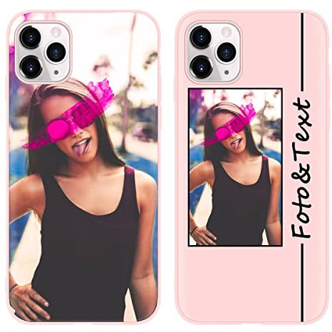 Yoedge Coque Personnalisée pour Apple iPhone 11 Pro 5,8, Personnalisable Housse Étuis avec Photo Image Texte Etui, Mince TPU Silicone Antichoc Protection Custom Cover pour iPhone11 Pro, Rose