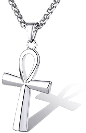 Supcare Herrenkette Ankh Kreuz Ketten Silber Frauen Halskette Anhänger Kreuzkette Jesus Kette Silberkette Damen Cross Pendant Necklace Damenschmuck Katholizismus Modeschmuck für Mädchen