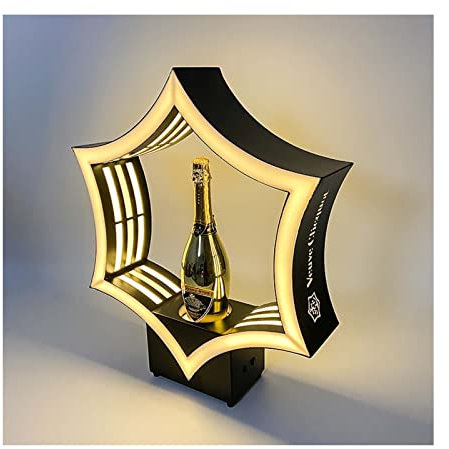 OMNIOF Pistolet À Champagne Présentoir De Bouteille LED Polygon Étagère À Bouteilles d'alcool Prismatique Lumière Clignotante, Longue Durée De Vie