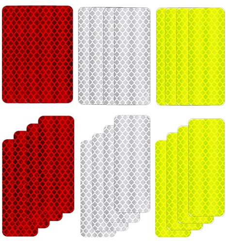 Cobee Reflektorband Selbstklebend 24 Stück, 8 x 3 cm Reflektoren Aufkleber Fahrrad Reflektoren Aufkleber Sicherheit Reflektorband für Fahrrad Rucksack Motorrad Kinderwagen Roller Helme