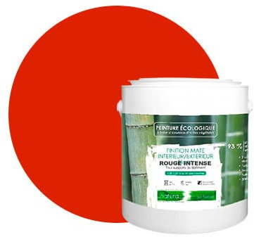 BOX DECO COULEURS Peinture naturelle écologique intérieur extérieur aspect mat Natura - 2.5L, Rouge intense