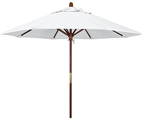 CHEMYO Weißer Holz-Terrassenschirm 7ft / 9ft, großer Outdoor-Markt-Tischschirm, Garten mit Holzstange für Yard Beach Deck Cafe Decor Sonnenschirm (Color : White, Size : Small - 7ft/210cm)