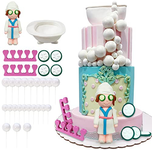 Spa Party Kuchen Topper Dekoration Kugeln Kuchen Topper Spa Thema Party Zubehör für Make Up Party Salon Party Geburtstag Party Favor Dekoration