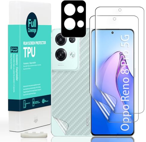 Ibywind Schutzfolie für Oppo Reno 8 Pro 5G(6,7 Zoll),mit 2 Stück flexibler TPU-Folie,mit 1 Stück Metall-Kameraschutz[99,9% HD klar,Case-Friendly,keine Blasen]
