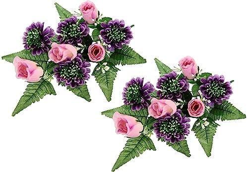 Flair Flower Ramo de Flores Artificiales con Rosas Artificiales, Lirios, arreglo, Ramo de Flores Artificiales, Ramo de Flores, decoración para Tumba, Cementerio, Rosas/gerberas