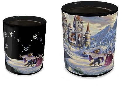 Morphing Mugs Disney – Die Schöne und das Biest – Winterverzauberung – eine hitzeempfindliche Tasse mit 473 ml Fassungsvermögen – vollständiges Bild enthüllt, wenn heiße Flüssigkeit hinzugefügt wird