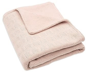 Jollein 517-522-67066 Kinderdecke Strickdecke mit Teddyfell Grain Knit rosa (100x150 cm)