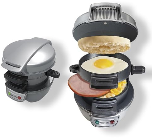 Appareils à Sandwiches, Grill Sandwich/Hamburger, Avec Compte à Rebours Numérique, Lave-vaisselle, Parfait Pour Les Hamburgers, Collations, Petit-déjeuner Rapide (Argent)