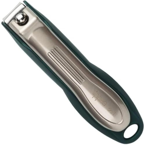 nippes Solingen Premium Nagelknipser mit Nagelfang | Grün | Fingernagel Knipser 60 mm | Gehärteter Stahl | Gewölbte Schneiden | Ergnomische Soft-Touch Grifffläche