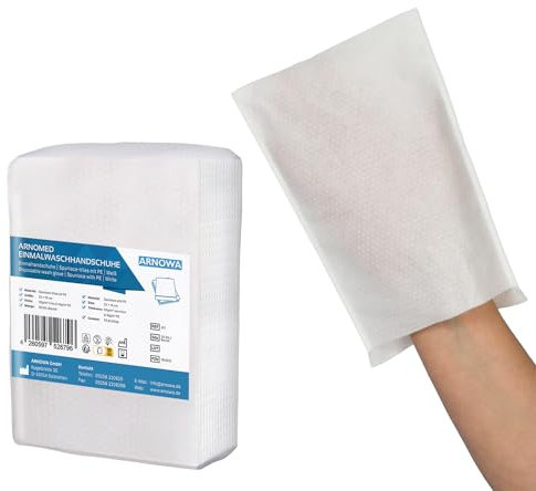 50x ARNOMED® Gant de Toilette Jetable en Molleton Hydrofuge, Gants de Toilette Jetable pour Adultes & Bébés, Gant de Toilettes Jetable Doux & Souple, Gant de Toilette Jetable Usage Unique