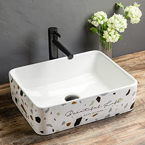 Badezimmer-Waschbecken, Badezimmer-Waschbecken, rechteckiges Waschbecken mit Wasserhahn, modernes Keramik-Badezimmer-Waschbecken über der Theke, Toilette, Waschtisch, Porzellan