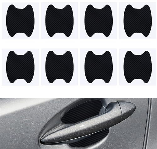 Abeillo Türgriff Schutz Auto 8 Stück Schwarz Auto Türgriff Schutz, Paint Scratch Protection Sticker Car Door Handle, Kohlefaser Autotürgriff Schutzfolie für Griffmulden