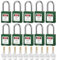 BD-G04KA Lot de 10 cadenas de sécurité en nylon avec clés identiques Vert, cylindre en alliage de zinc, 10 clés par lot, pour éviter les opérations accidentelles