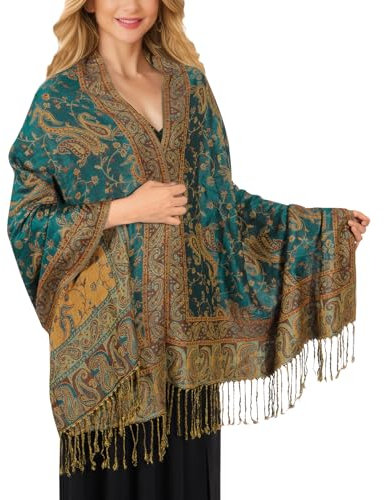 Lamca Women Pashmina Shawls and Wraps Scarf Soft Silky Reversible Paisley Scarves Shawl for Women UK