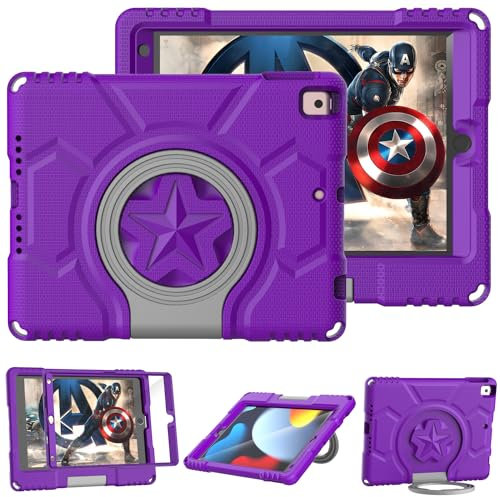 DICEKOO Funda infantil para iPad de 9ª/8ª/7ª generación de 10.2 pulgadas versión 2021/2020/2019, con protector de pantalla integrado, mango a prueba de golpes, funda para niños para Apple iPad de 10.2