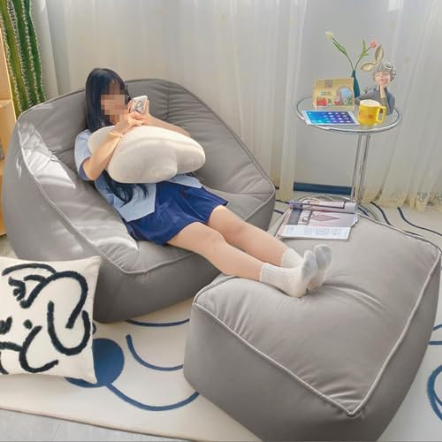 Riesiger Sitzsack-Sessel für Erwachsene mit Armlehnen, Big Lazy BeanBag Sofa mit EPP-Partikeln gefüllter Sitzsack-Sessel für Wohnzimmer, Schlafzimmer, Grau-2