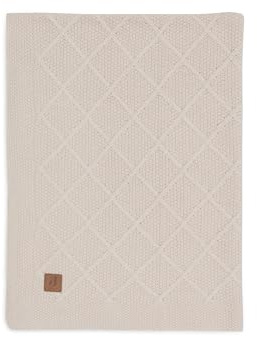 Jollein Babydecke Check Knit, Oatmeal - 75x100cm - 60% Baumwolle, 40% Acryl - Für Babywiege - 1.0 TOG - OEKO-TEX Zertifiziert - Strickmuster