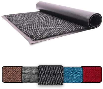 LOIBUYZ Washable Door Mats Indoor & Outdoor - Non-Slippery Heavy Duty - Barrier Mat Stylish & Large Rubber - Perfect Dust Grabbing Doormats Front Door Hall Kitchen (Anthracite, 40cm x 60cm)