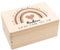 Erinnerungskiste Baby Mädchen/einzigartige Holzkiste personalisiert/Holz 30 x 20 x 14 / Erinnerungsbox Baby Mädchen - Babybox Mädchen Regenbogen Boho mit Namen und Geburtsdaten