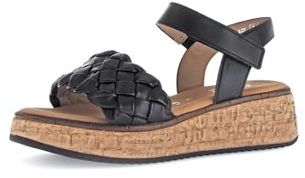 Gabor Damen Keilsandalen, Frauen Sandalen,Leichte Mehrweite (G),Keilsandaletten,Keilabsatz,Wedge-Heel,bequem,flach,schwarz,40.5 EU / 7 UK