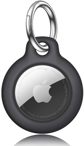 Wanme Hülle für Apple AirTag Schlüsselanhänger, Tragbar Keyring Abdeckung, Schutzhülle für AirTag Case Tracker (Schwarz)