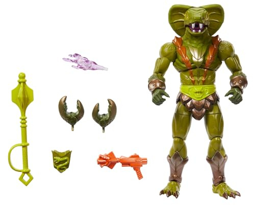 Masters of the Universe Masterverse Actionfigur, New Eternia Kobra Khan, ca. 18 cm großes Motu-Spielzeug 30 Bewegungspunkte, Camo Khan Alt Look mit Zubehör, JBP86