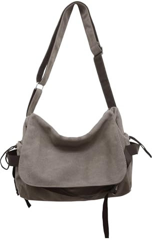 JSTHHTT Bolso Bandolera para Hombre, Messenger Bag, Bolso de Mensajero Unisex, Vintage, Lona, Impermeable, Para Viajes, Ocio, Deporte (Marrón)