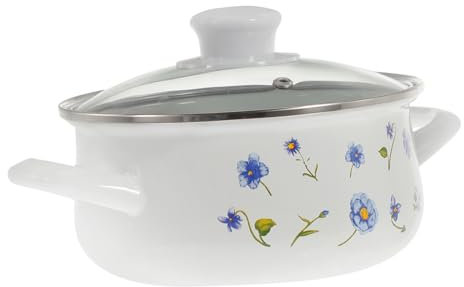 Cabilock 1 Set Pentola per Minestra in Anfora Smaltata Chiaro Pentole per La Pasta Caldo Casseruola Bollitori Straccio Nostro WiFi Collo di Cigno Pentola a Vapore Padella Wok Rosa Bicchiere