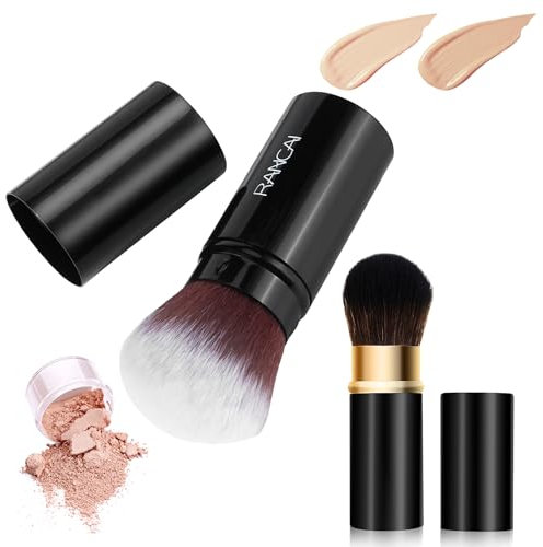 Einziehbarer Make-up-Pinsel 2er Set | Professionelle Puderbürste mit Weichen Borsten für Lose Puder, KomPaktpuder, Foundation und Blush für Täglichen Gebrauch, Reisen und Perfektes Finish