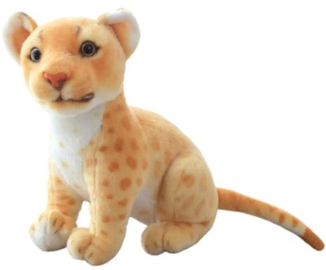 23cm Plüschtier Schneeleopard,Realistische Löwe Tiger Schwarzer Panther Schneeleopard Plüschtier,Leopard Kuscheltier Gepard Klein Süßes Kawaii Stofftier,für Kinder Jungen Mädchen (23 cm,Gelber Löwe)