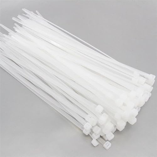 DC VOLTAGE Kabelbinder, transparent, weiß, 700 mm x 8,8 mm, 100 Stück, 69,8 cm, Premium-Nylon-Kabelbinder, Mehrzweck-Kunststoff-Binder, sicherer selbstschließender Mechanismus, für Haus, Garten, Büro