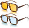 J.Fée Retro Sonnenbrille Damen Sonnenbrille Herren Retro, Vintage Herren Damen Sonnenbrillen, Sunglasses Woman Sonnenbrillen UV400 Schutz, Orange und Blau, 2 Stück
