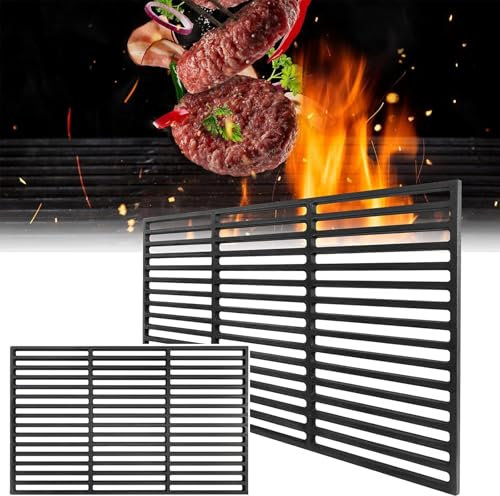 YARDIN Lot de 2 grilles de barbecue rectangulaires en fonte - 42 x 28 cm - Accessoires pour barbecue, barbecue à gaz, barbecue au charbon de bois