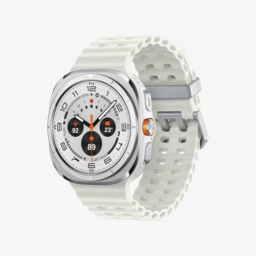 Samsung Galaxy Watch Ultra (2025), AI Smart Watch, Marine Band, Titanium Casing, Cushion Design, Quick Button, 47mm, LTE, Titanium White, 3 Year Samsung Extended Warranty (UK Version)