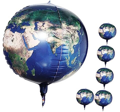 CIYODO 6Stücke Planetballons aus Aluminiumfolie Erde Design Partydekoration für Geburtstagsfeiern Hochzeiten und Events Langlebig und Farbenfroh Foto Requisiten