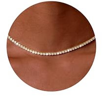 CASSIECA Kette Damen Gold Tennis Halskette Zirkonia Halskette Verstellbare Stapelbare Halskette Glänzende Diamantschliff Kette für Frauen Mädchen 36+5cm