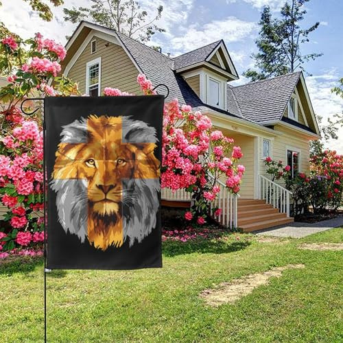 Drapeau de jardin double face Jésus-Croix-Lion, 28 x 40 pouces, décoration extérieure