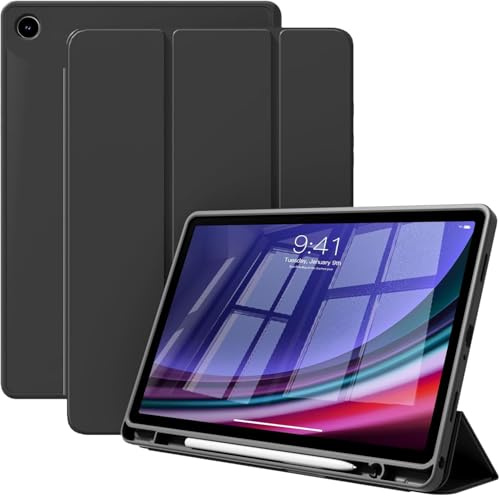 YRH Case for Samsung Galaxy Tab A11 Plus 2025, 11 inch, with Pen Holder, Auto Sleep/Wake, Soft TPU Protective Tablet Cover (Black)