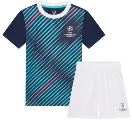 Champions League UEFA Kinder-Fußballtrikot - Größe 116 bis 164 - Blau - Weiß - Fußballbekleidung - Jungen & Mädchen - 100% Polyester