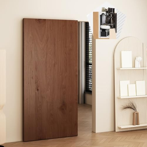 Herrajes Puertas Correderas Herrajes para Puerta Corredera Oculta 70–180cm, Puerta Corredera Fantasma Sin Riel Suave, Riel para Puerta de Armario con Mecanismo de Cierre Suave(90cm/35.4in)