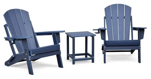 ART TO REAL Klappbare Adirondack Stühle mit Tisch, 2er Set Adirondack Chairs,Adirondack Chair Kunststoff,Wetterfester Gartenstuhl, Gartensessel aus Outdoor-Stuhl für Garten,Terrasse