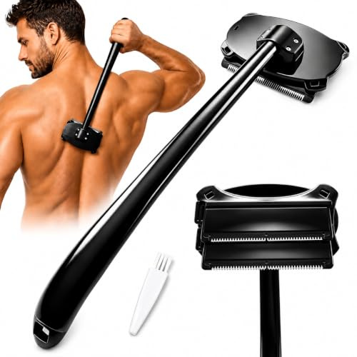 Back Shaver for Men,Back Razor for Men. Shaves Wet or Dry. Uses Double-Edge Razor Blades. Ergonomic Handle, Black
