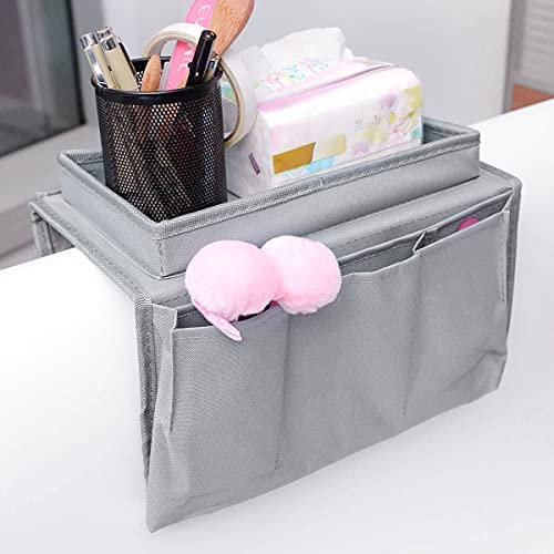 DASKING Sofa Aufbewahrungstasche, Armlehnen Organizer, Betttaschen, Bett/Sofa Tasche, Sofa Organizer, TV Fernbedienung Aufbewahrungstasche (Grau)