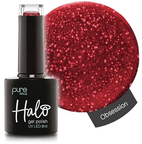 Halo Gel Polish 8ml - Obsession. UV/LED Gel Nail Polish, Long Lasting & Easy To Apply. Nail Art Colours For Manicure & Pedicure. Gel Polish For Professional & Home Use.