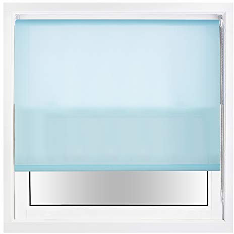 FURNISHED Daylight Roller Blinds with Metal Fittings, Trimmable - Duck Egg Blue, 120W x 165H cm