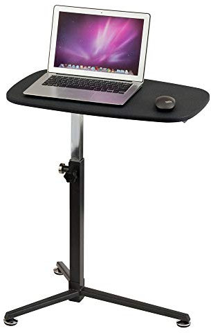 hjh OFFICE 674010 Laptoptisch Stand Schwarz Kleiner Beistelltisch Laptopständer mit Rollen, höhenverstellbar