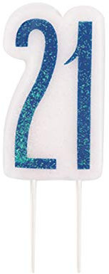 Unique Party Supplies 83878 Kerze zum 18. Geburtstag - Glitzer Blau & Silber Geburtstag