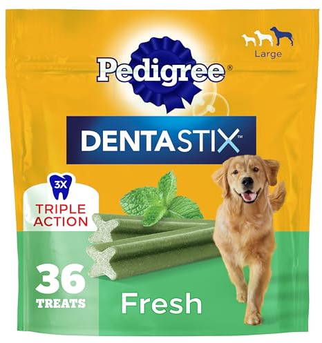 Pedigree Dentastix Dog Dental Treats, Large Breed Dog Treats, Fresh Flavor, 1.87 lb. Bag (36 Treats Total)