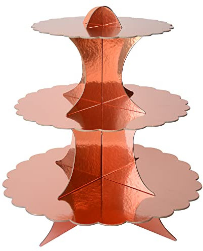 WEEPA 3 Tier Rose Gold Cupcake Stand Cardboard Cupcake Holder Reusable Cake Stand for Baby Shower Wedding Birthday Party Decorations